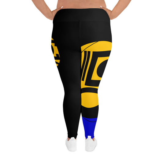 Origen Destination |On-Arrival Point of Origen Women's Black/Gold/Blue Full-figured Leggings