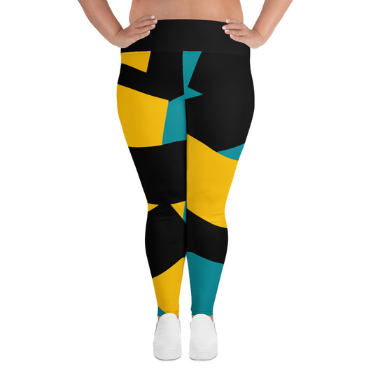 Origen Destination |On-Arrival Point of Origen Symbol-inspired Black/Gold/Turquoise Leggings