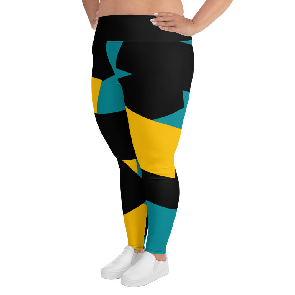 Origen Destination |On-Arrival Point of Origen Symbol-inspired Black/Gold/Turquoise Leggings