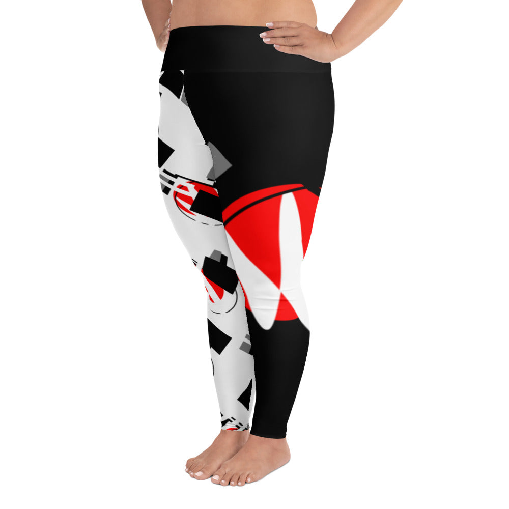 Origen Destination |On-Arrival Point of Origen Symbol-inspired Women’s Black/White Full-figured Leggings