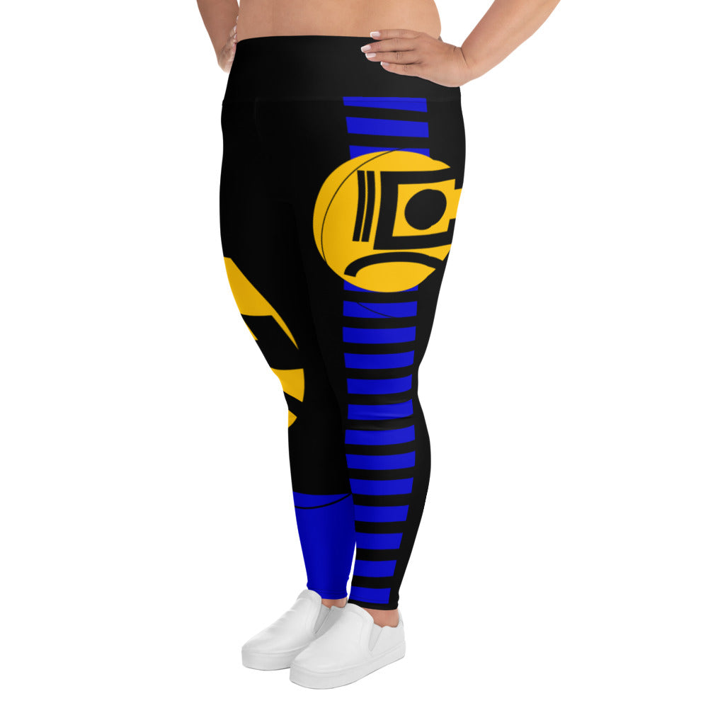 Origen Destination |On-Arrival Point of Origen Women's Black/Gold/Blue Full-figured Leggings