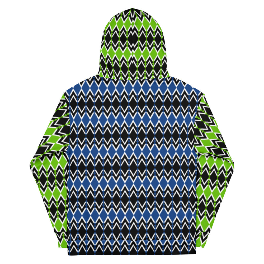 Origen Destination |On-Arrival Point of Origen Symbol-inspired Blue/Lime Unisex Hoodie