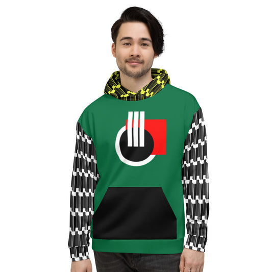 Origen Destination |On-Arrival Point of Origen Symbol-inspired Green/Yellow/White Unisex Hoodie