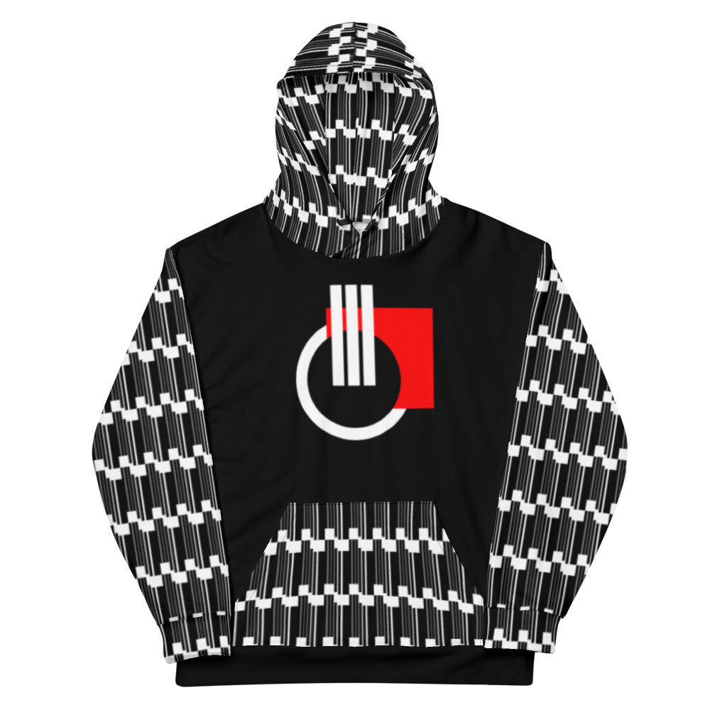 Origen Destination |On-Arrival Point of Origen Symbol-inspired White/Black Unisex Hoodie