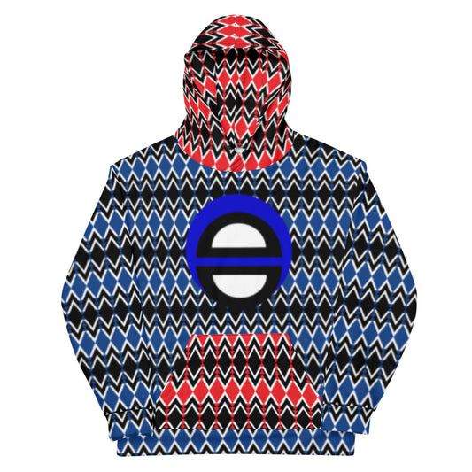 Origen Destination |On-Arrival Point of Origen Symbol-inspired Blue/Red Unisex Hoodie