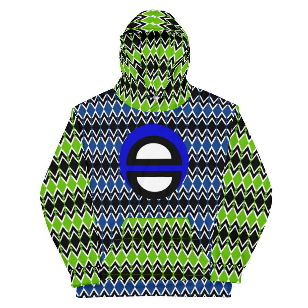 Origen Destination |On-Arrival Point of Origen Symbol-inspired Blue/Lime Unisex Hoodie