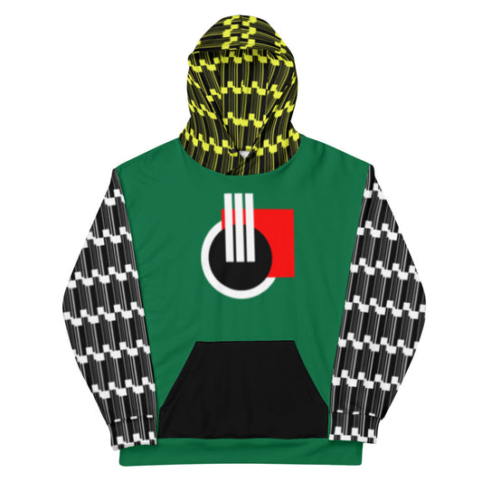 Origen Destination |On-Arrival Point of Origen Symbol-inspired Green/Yellow/White Unisex Hoodie