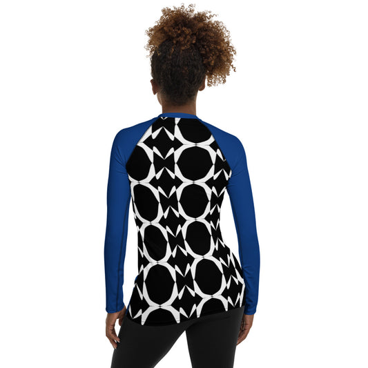 Origen Destination |On-Arrival Point of Origen Symbol-inspired Women's Blue Rash Guard