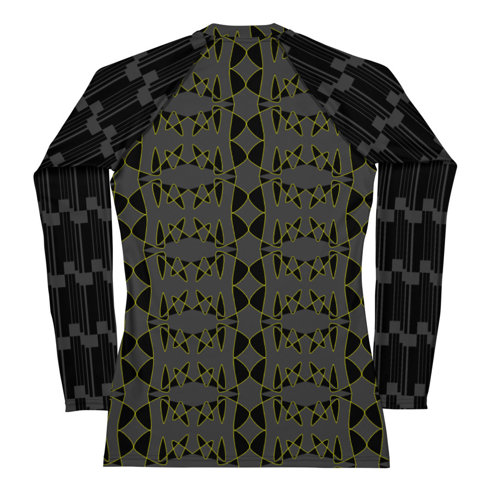 Origen Destination |On-Arrival Point of Origen Women's Black/Gold Symbol-inspired Rash Guard