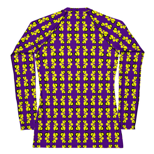 Origen Destination |On-Arrival Point of Origen Women's Purple/Gold Symbol-inspired Rash Guard
