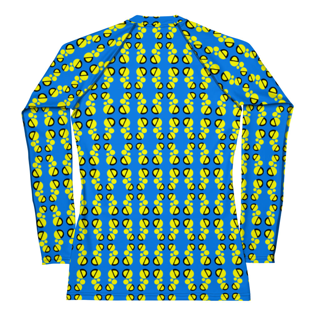 Origen Destination |On-Arrival Point of Origen Women's Turquoise/Yellow Symbol-inspired Rash Guard