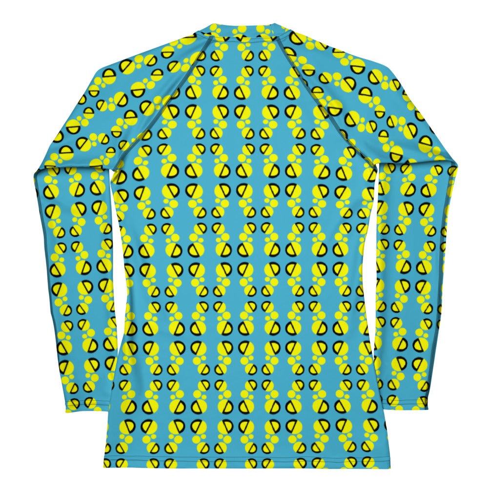 Origen Destination |On-Arrival Point of Origen Women's Turquoise/Yellow Symbol-inspired Rash Guard