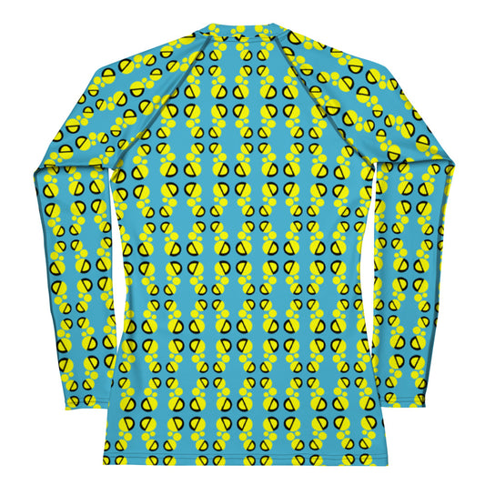 Origen Destination |On-Arrival Point of Origen Women's Turquoise/Yellow Symbol-inspired Rash Guard