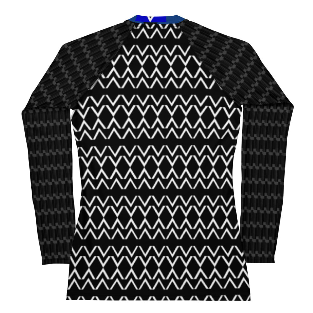 Origen Destination |On-Arrival Point of Origen Women's Blue Symbol-inspired Rash Guard