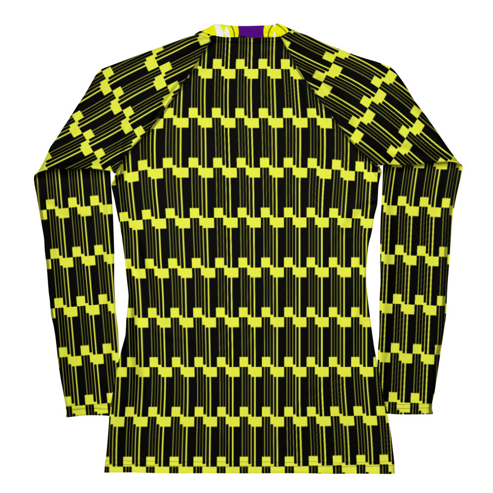 Origen Destination |On-Arrival Point of Origen Women's Purple/Yellow Symbol-inspired Rash Guard