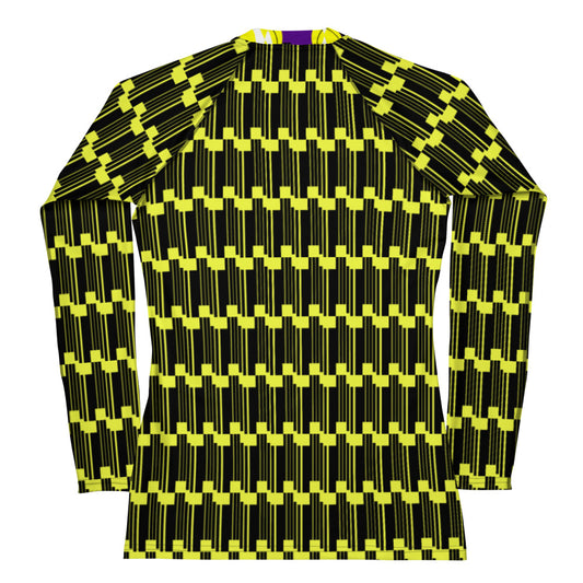Origen Destination |On-Arrival Point of Origen Women's Purple/Yellow Symbol-inspired  Rash Guard