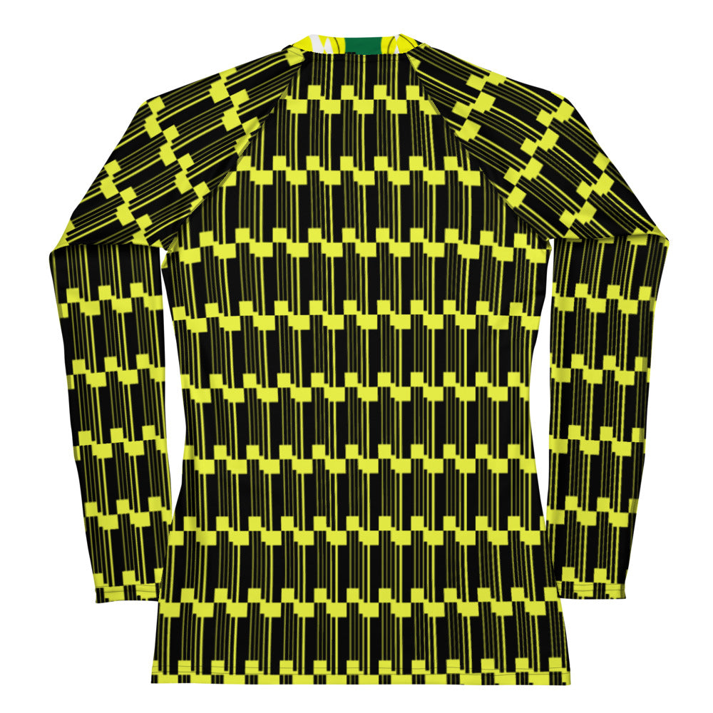 Origen Destination |On-Arrival Point of Origen Women's Symbol-inspired Green/Yellow Rash Guard