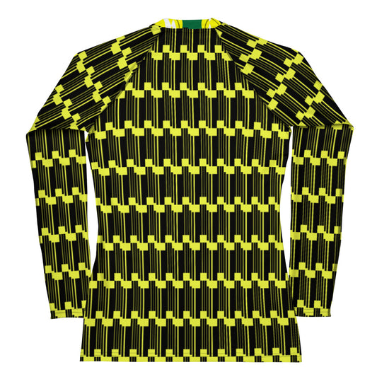 Origen Destination |On-Arrival Point of Origen Women's Symbol-inspired  Green/Yellow Rash Guard