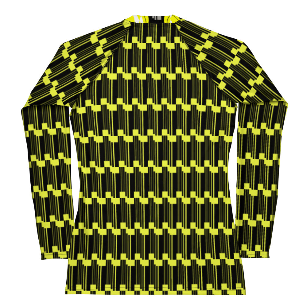 Origen Destination |On-Arrival Point of Origen Women's Yellow/Gray Symbol-inspired Rash Guard