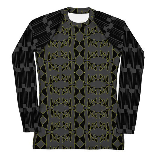 Origen Destination |On-Arrival Point of Origen Women's Black/Gold Symbol-inspired Rash Guard