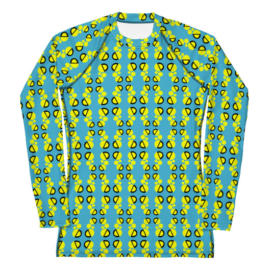 Origen Destination |On-Arrival Point of Origen Women's Turquoise/Yellow Symbol-inspired Rash Guard