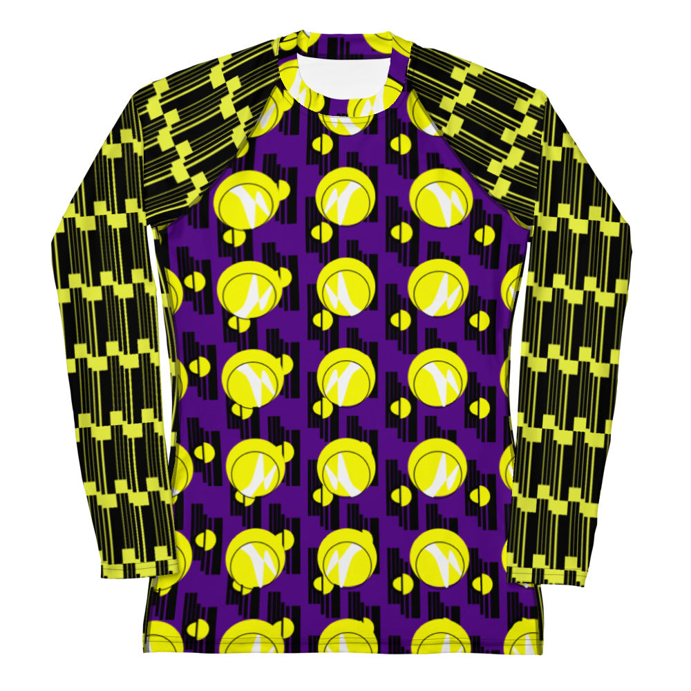 Origen Destination |On-Arrival Point of Origen Women's Purple/Yellow Symbol-inspired Rash Guard