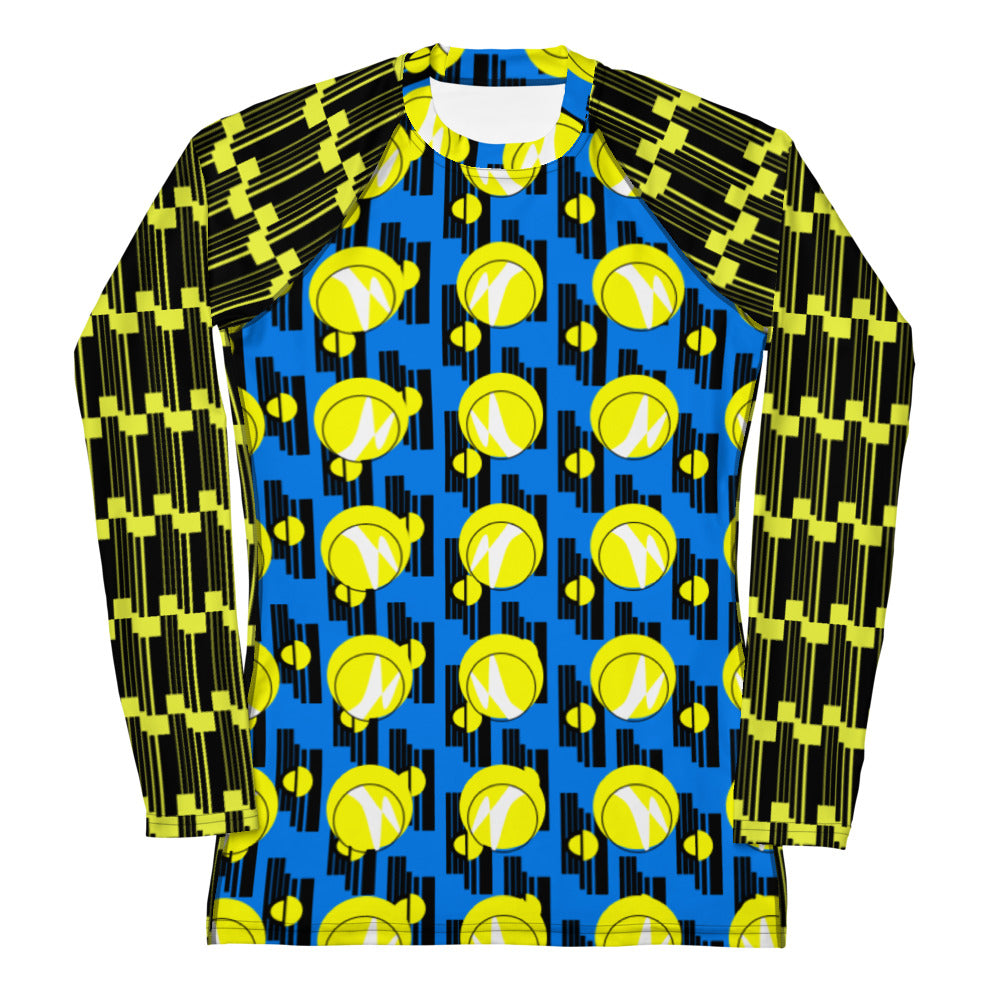 Origen Destination |On-Arrival Point of Origen Women's Turquoise/Yellow Symbol-inspired Rash Guard