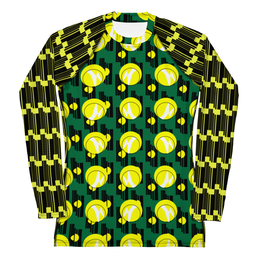 Origen Destination |On-Arrival Point of Origen Women's Symbol-inspired Green/Yellow Rash Guard