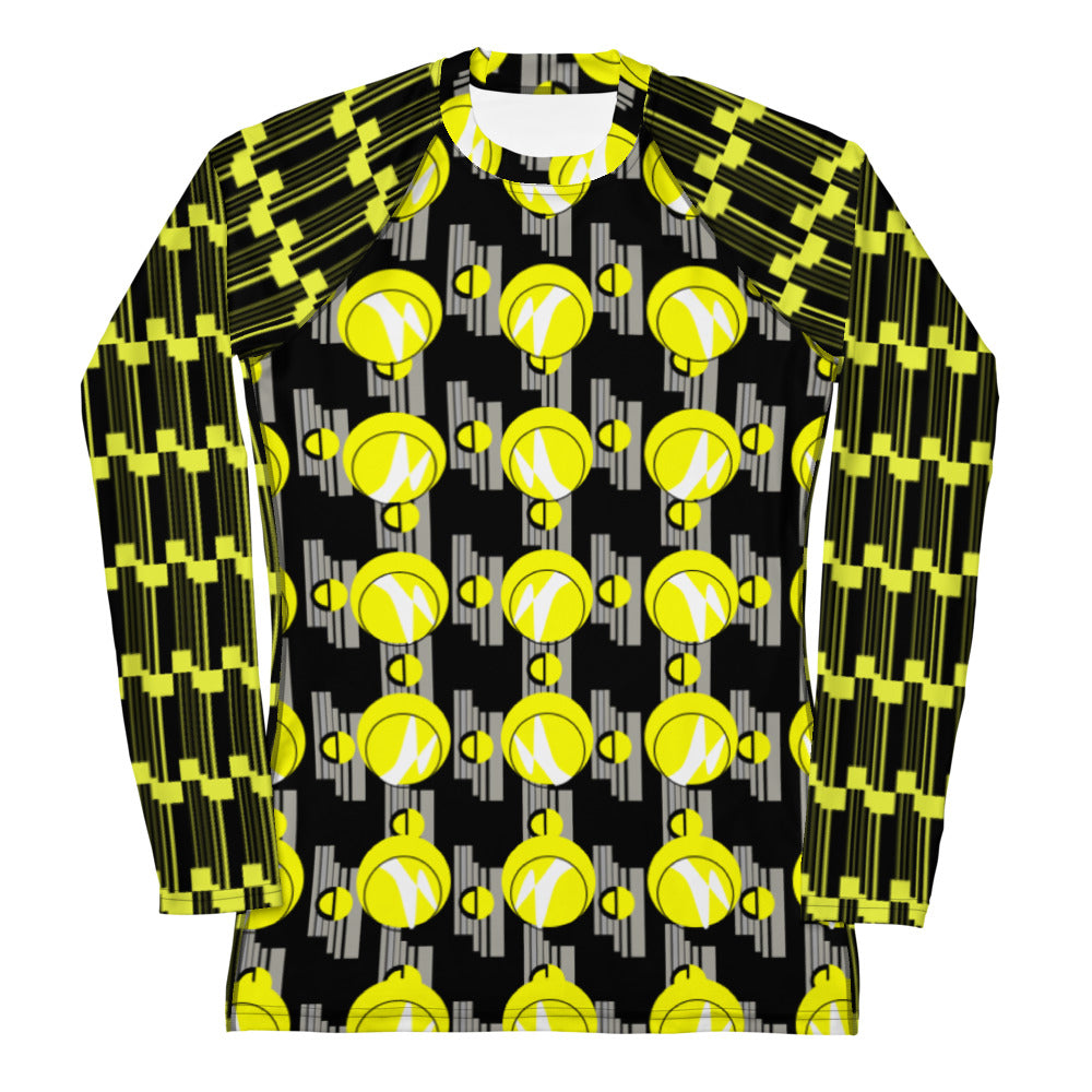 Origen Destination |On-Arrival Point of Origen Women's Yellow/Gray Symbol-inspired Rash Guard