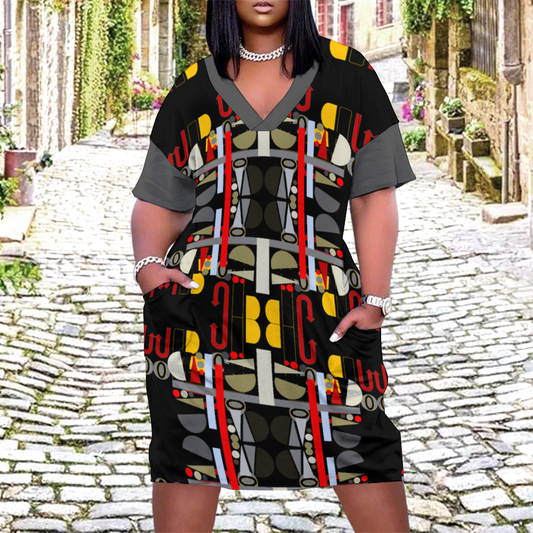 OD SIG-SYM Women's V-neck Dress