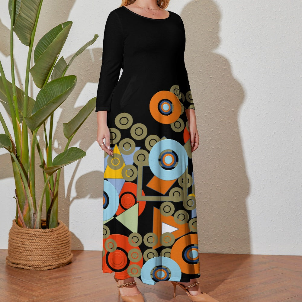 Origen Destination Women's Loose Crew Neck Long Sleeve (Full-figure) Dress