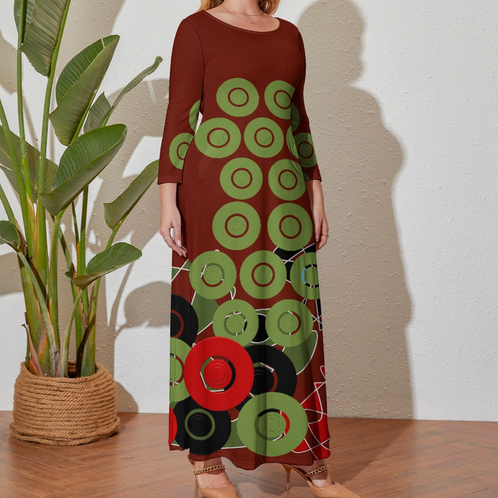 Origen Destination Women's Loose Crew Neck Long Sleeve (Full-figure) Dress