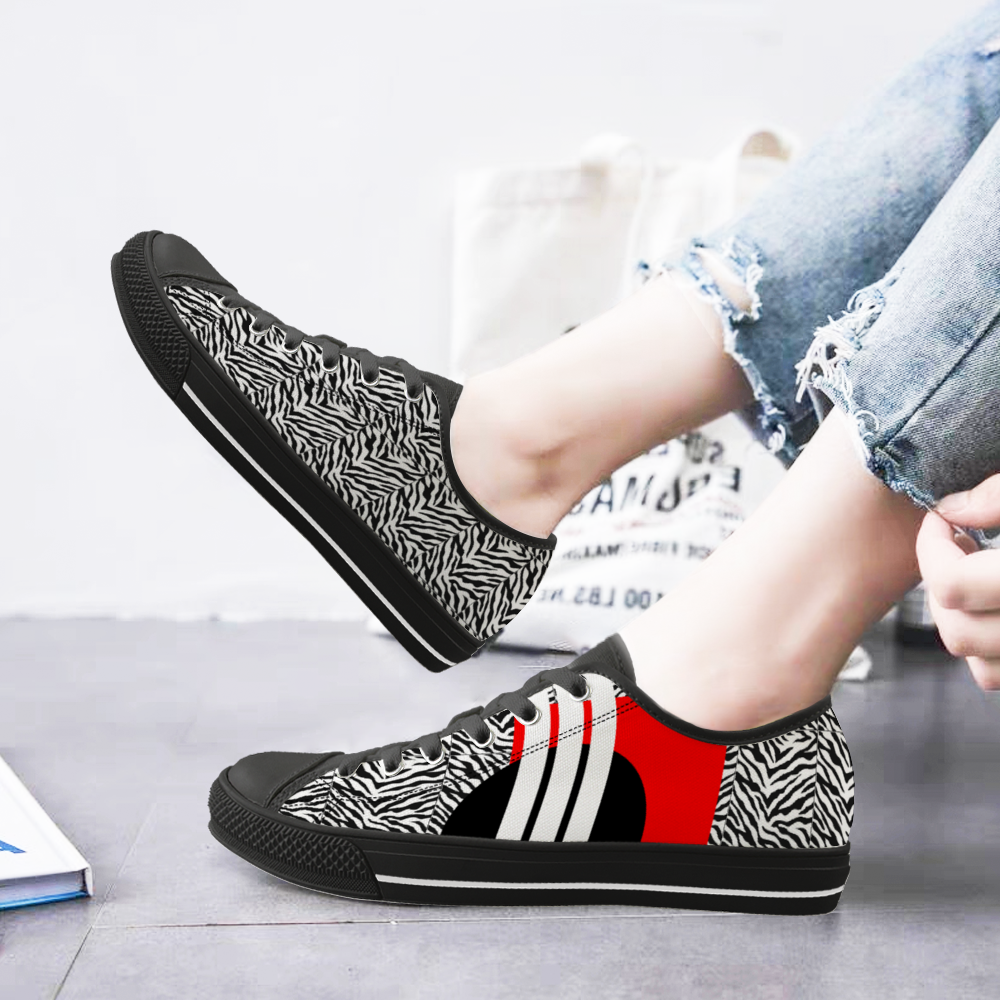 Origen Destination |Symbol-inspired Unisex Black Low Top Canvas Shoes