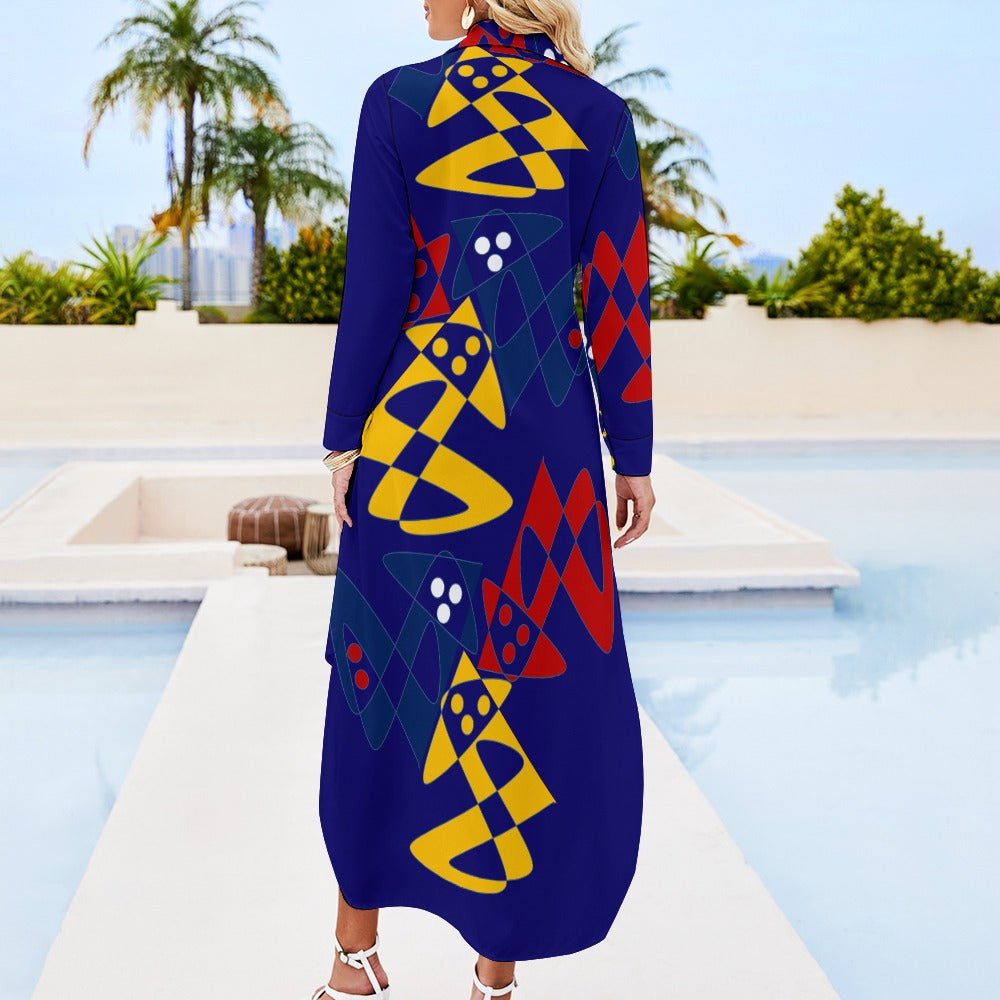 Origen Destination Women's Long-sleeve Button-neck Shirt Dress