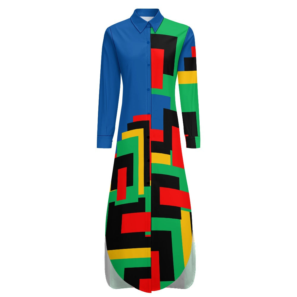 Origen Destination Women's Long Sleeve Button Neck Shirt Dress