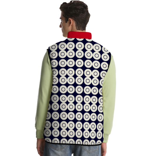 Origen Destination Unisex Windproof Full-Zip Sleeveless Cotton Vests (RedBluW)