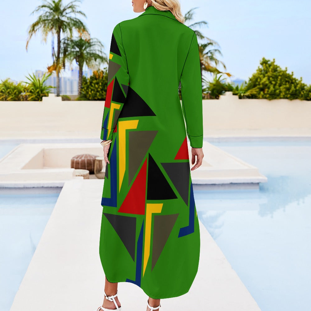 Origen Destination Women's Long-sleeve Button-neck Shirt Dress