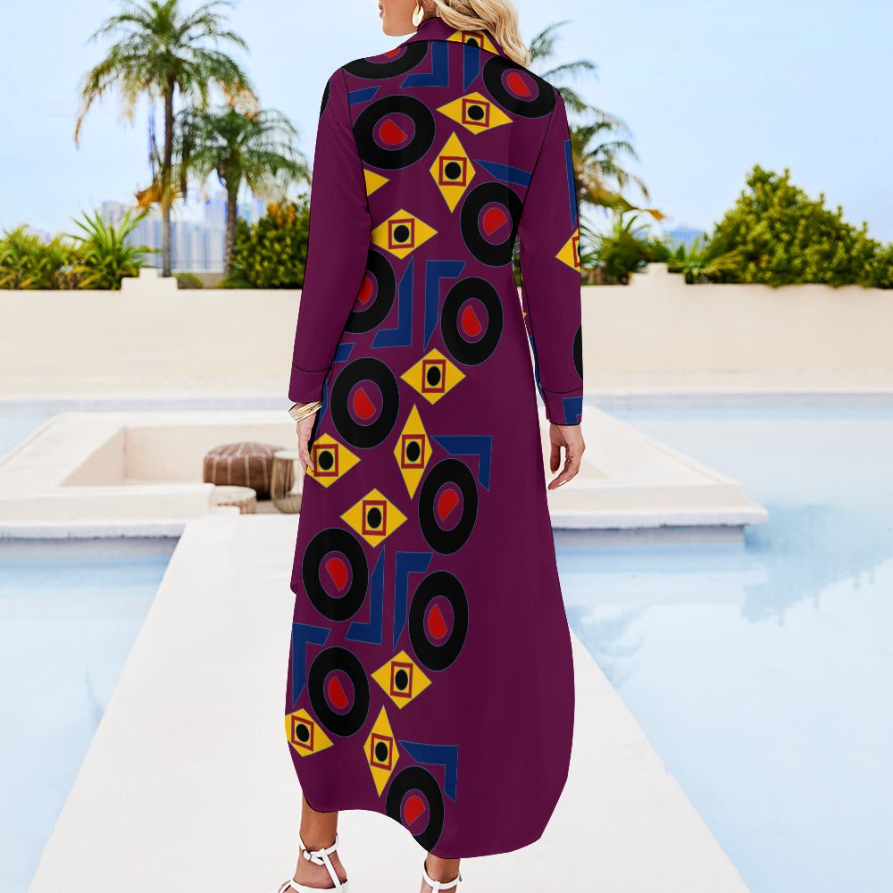 Origen Destination Women's Long-sleeve Button-neck Shirt Dress