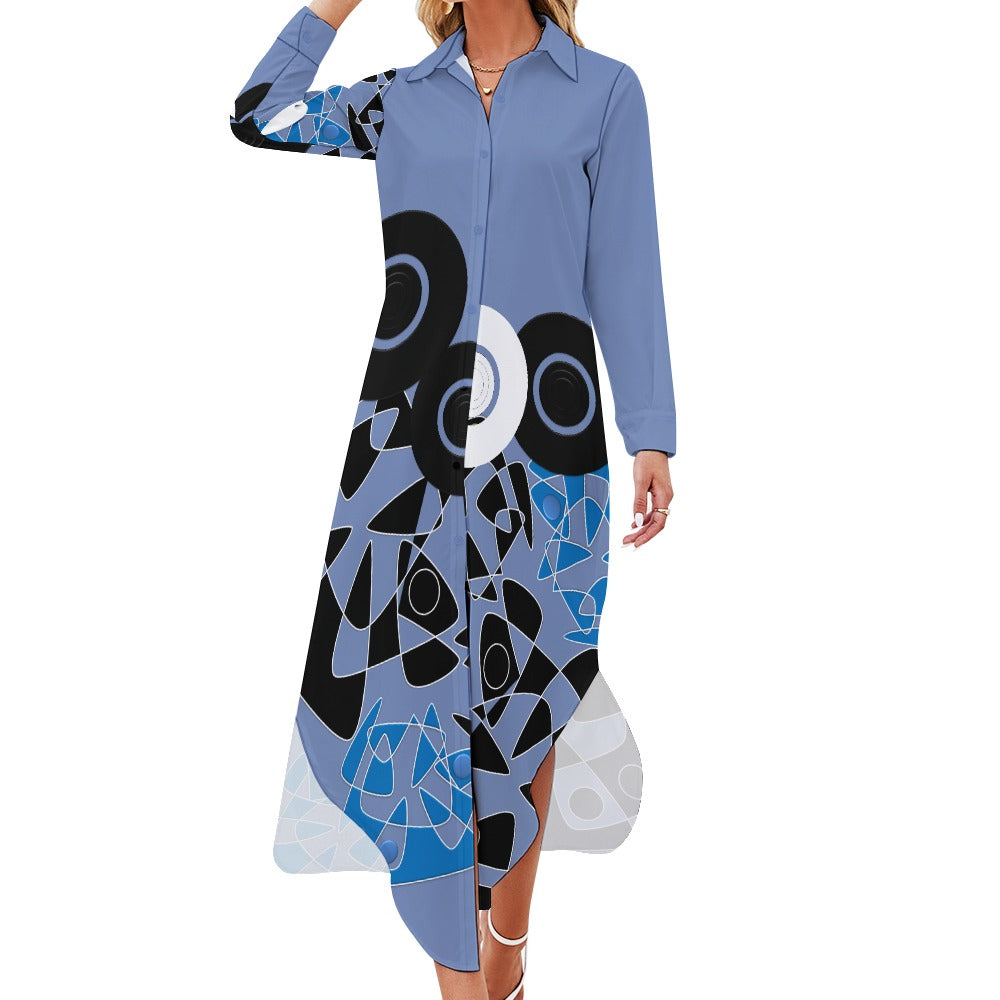 Origen Destination Women's Long Sleeve Button Neck Shirt Dress