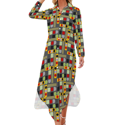 OD Women's Long Sleeves Button Up Dress PATT8mj