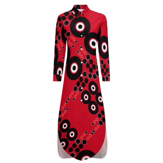 OD Custom Women's Long Sleeves Shirt Dress Button Up