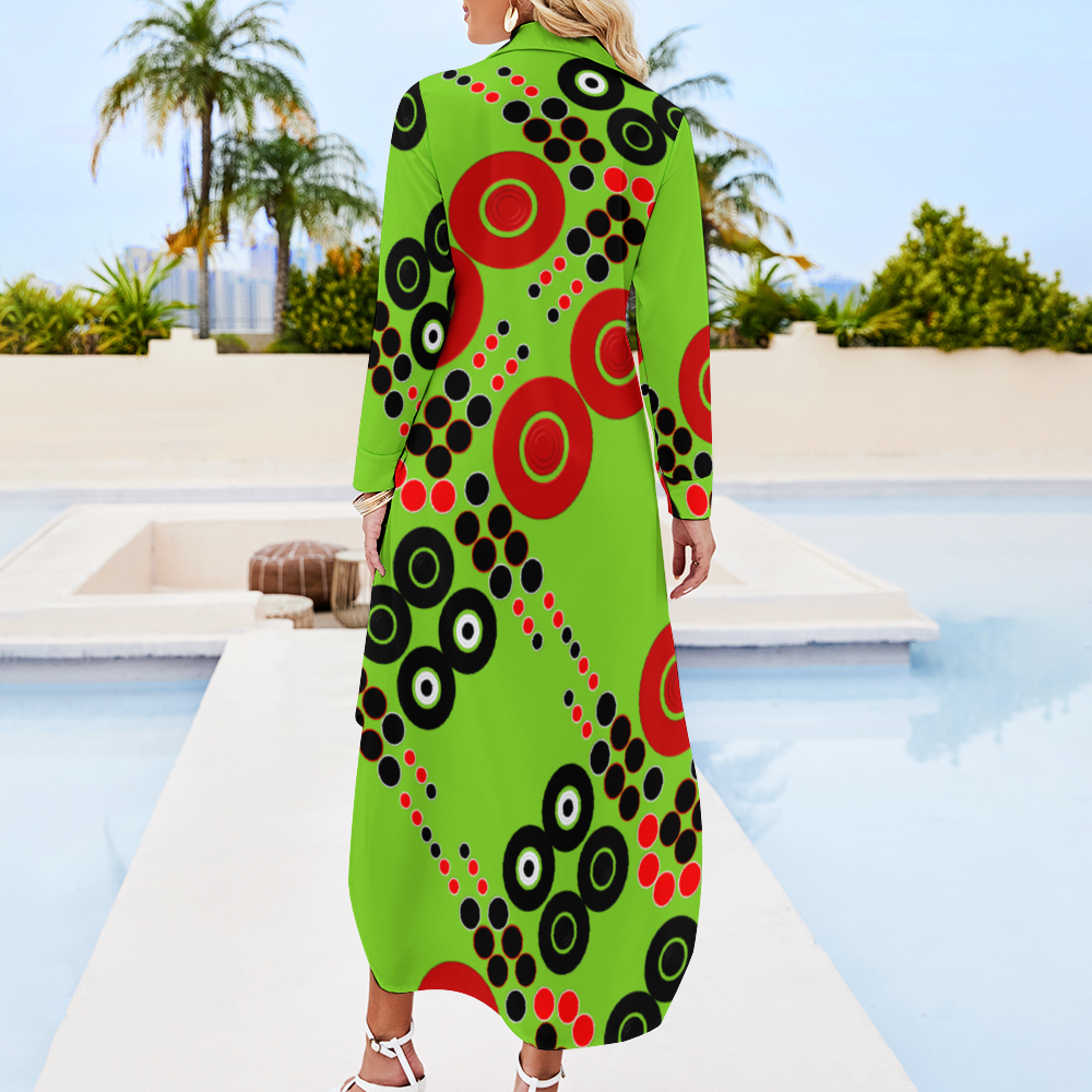 OD Custom Women's Long Sleeves Shirt Dress Button Up LB