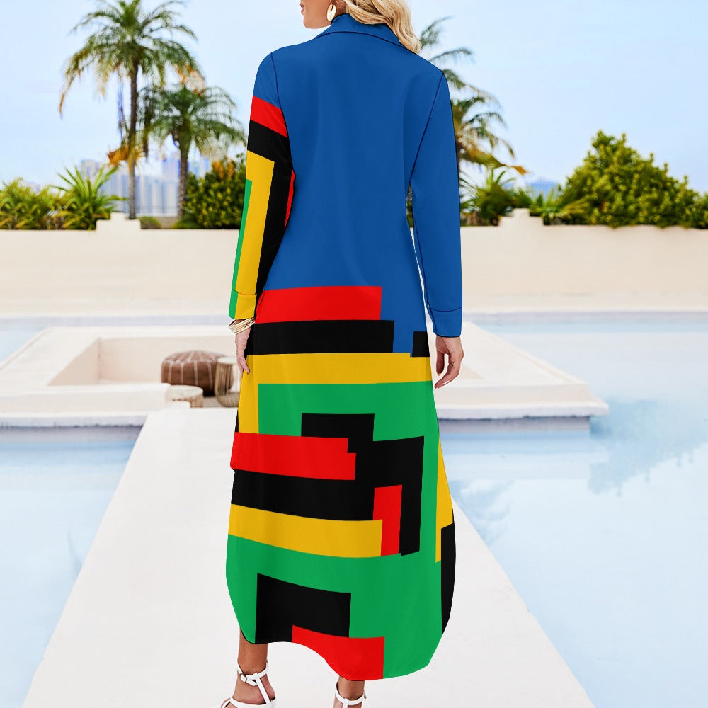 Origen Destination Women's Long Sleeve Button Neck Shirt Dress