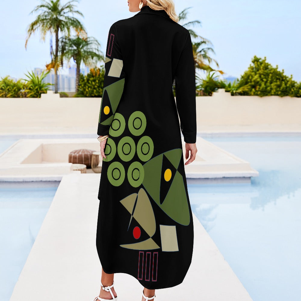 Origen Destination Women's Long-sleeve Button-neck Shirt Dress