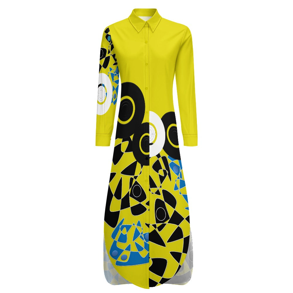 Origen Destination Women's Long Sleeve Button Neck Shirt Dress