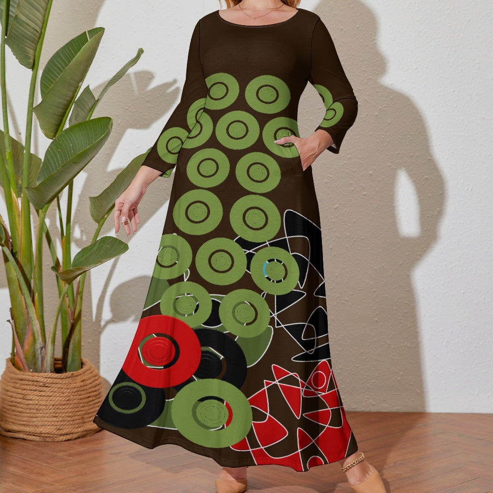 Origen Destination Women's Loose Crew Neck Long Sleeve (Full-figure) Dress