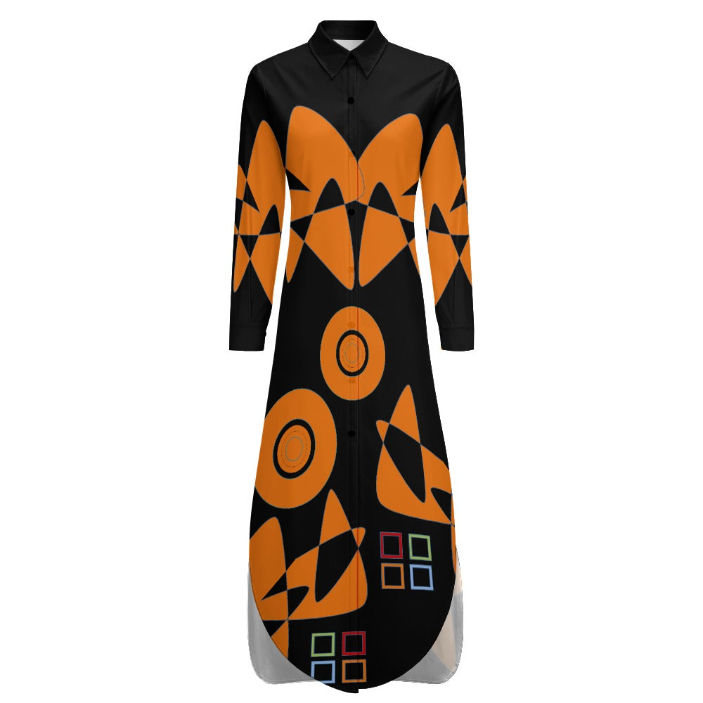 Origen Destination Women's Long Sleeve  Button Neck Shirt Dress