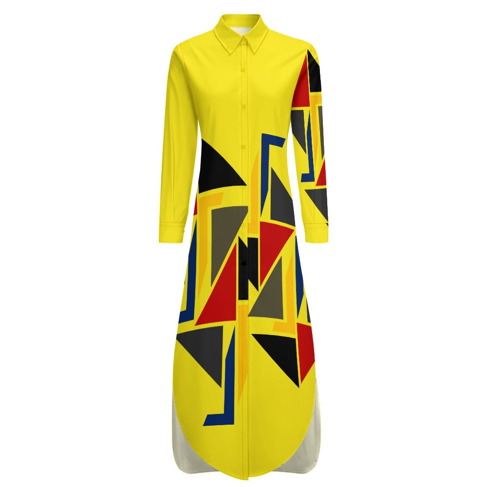 Origen Destination Women's Long-sleeve Button-neck Shirt Dress