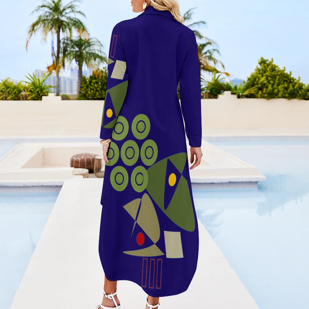 Origen Destination Women's Long-sleeve Button-neck Shirt Dress