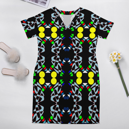 OD Women's V-neck Loose Dress Fashion Skirts with Pockets BGld